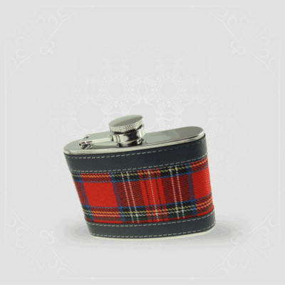 4oz Royal Stewart Tartan Hip Flask with Black Trim