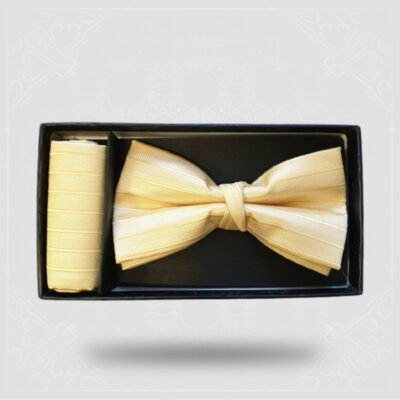 Bow Tie and Pocket Square - Yellow Pin Stripe