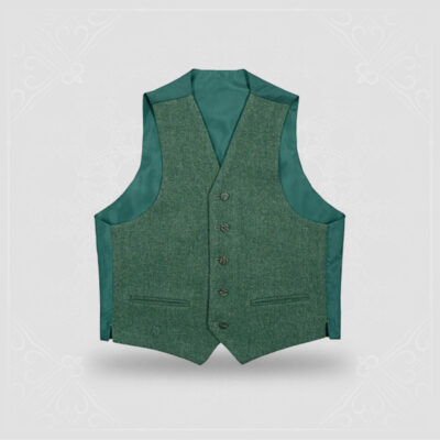 Estate Managers Green Shetland Tweed 5 Button Kilt Waistcoat