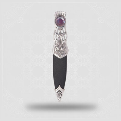 Thurso Polished Pewter Dress Sgian Dubh With Stone Top