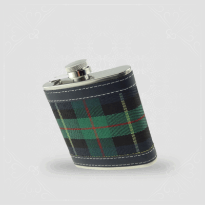 6oz Green Tartan Hip Flask with Black Trim