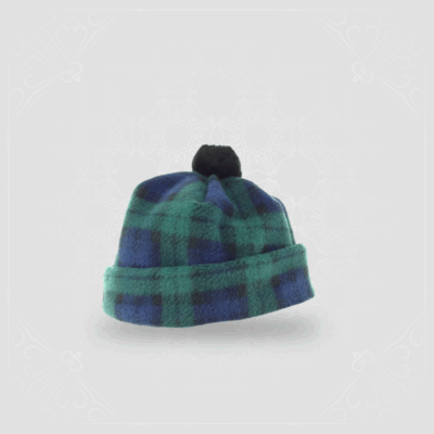 Child's Fleece Pom-Pom Hat in Black Watch - 2-3 yrs
