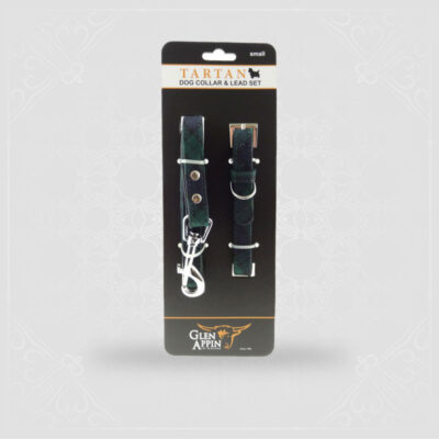Dog Collar & Lead Set in Black Watch - Medium