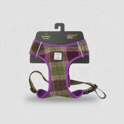 Harris Tweed Dog Harness Large in Heather Check