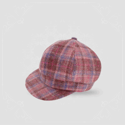 Harris Tweed One Size Ladies Cap in Pink Check Harris Tweed One Size Ladies Cap in Pink Check