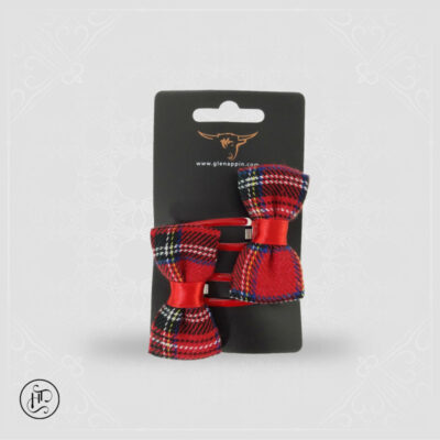 Pack of 2 Hair Clips with Red Tartan Bow